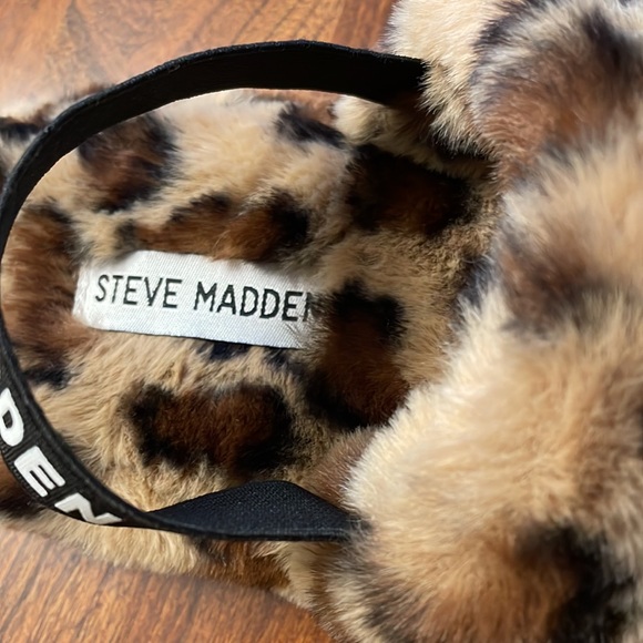 Steve Madden leopard print fur woman’s slippers small NEW brown leopard - Picture 5 of 6